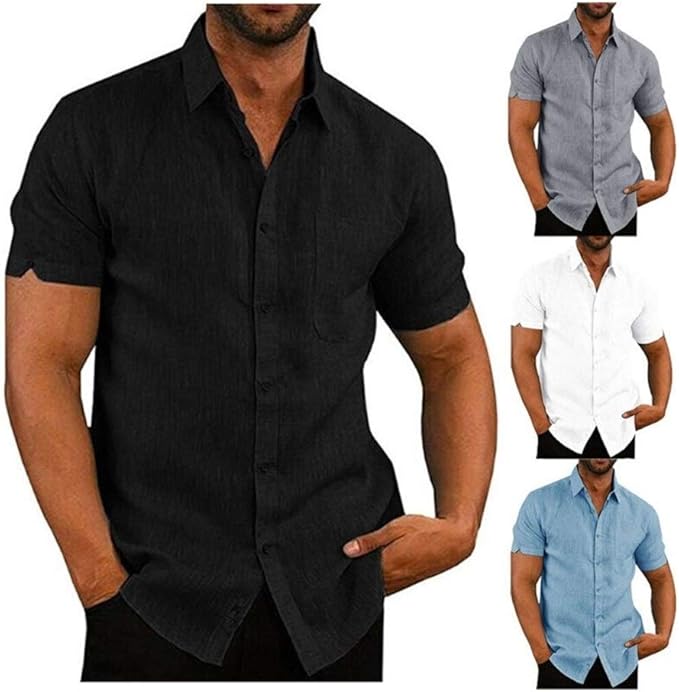 Men's Short Sleeve  Black White Gray Blue Casual