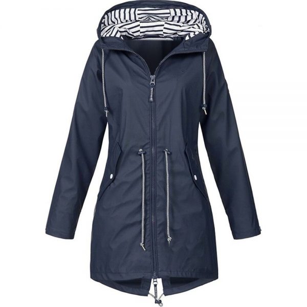 Long Casual Women Rain Jacket