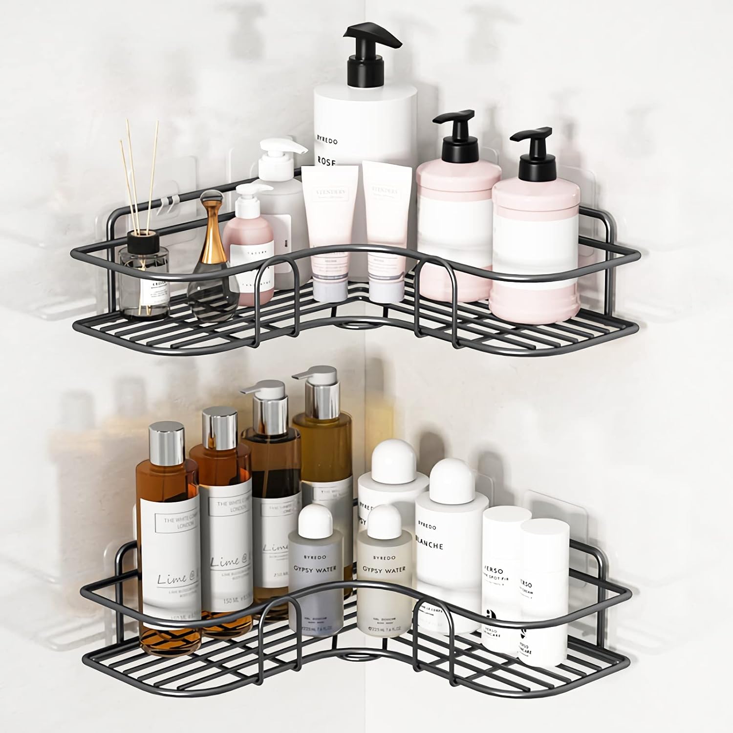 2 Pack Self Adhesive Bathroom Corner Storage Rack