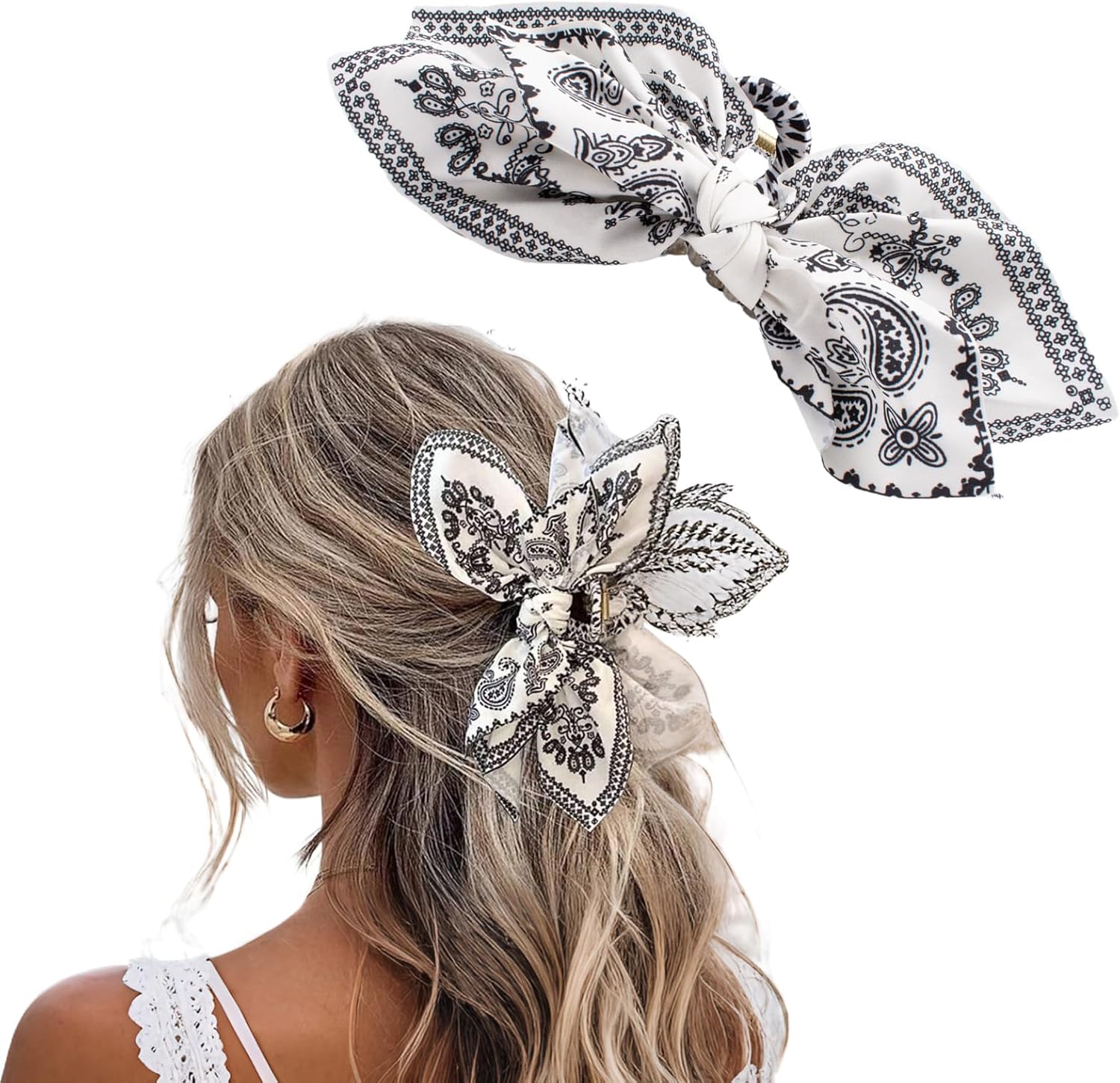2Pcs Boho Bow Hair Claw Clips