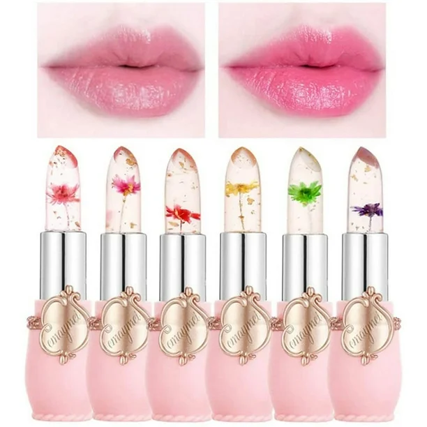 6pcs Crystal Clear Flower Jelly Lipstick Set
