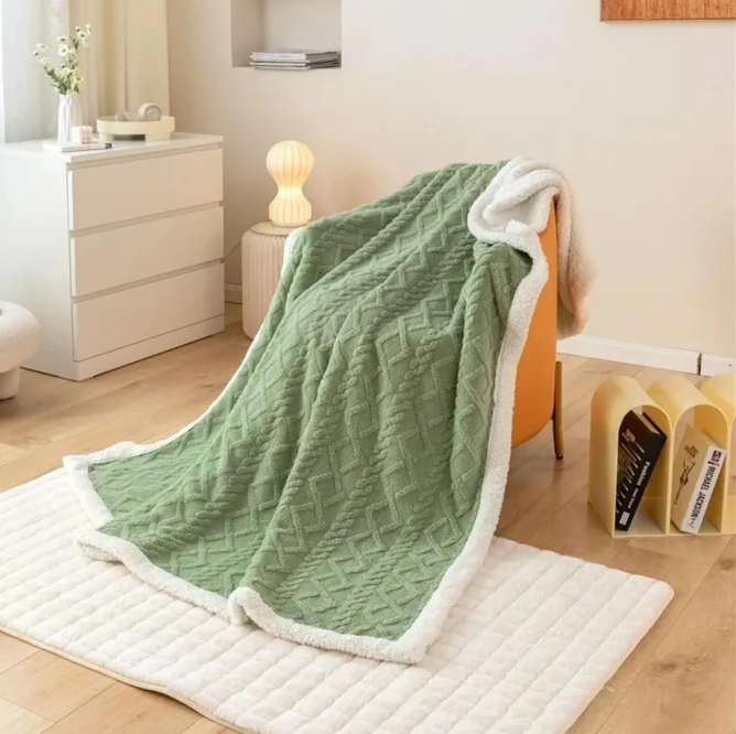 Cozy Warm Sherpa Fleece Throw Winter Blanket, 100x150cm /150x200cm