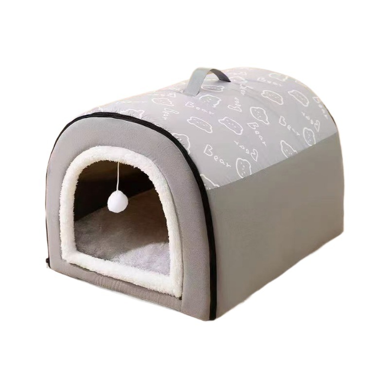 Dog Bed House,2 Ways to Use,Indoor Pet House for Cats and Small Dogs with Fluffy Mat