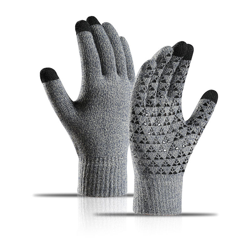 2 Pairs Finger Gloves Thicken Knitted Men Women Pure Color Stretchy Cuff Gloves f for Cycling