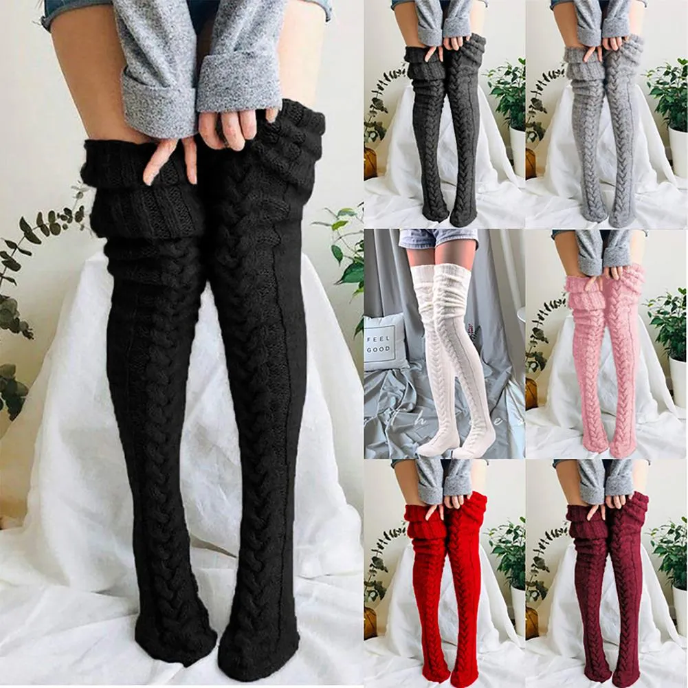 Women's Winter Casual Knitted Thigh High Boot Socks Stockings Leg Warmers 