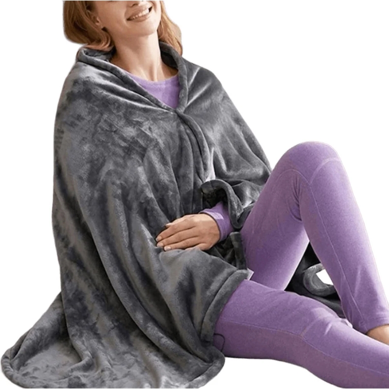 Body Warmer Blanket Zipper Coral Velvet Blanket Portable Quickly Heated Cape Pad