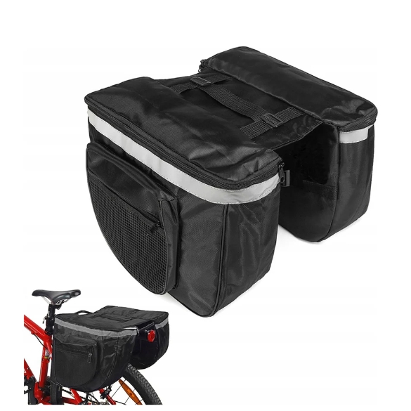 Luxury Double Luggage Carrier Bag - Bicycle Bag - Large Double Detachable Luggage Carrier Pannier - Trunkbag - Waterproof - Bikepacking Bag Holder - Trunkbag With 4 Compartments 