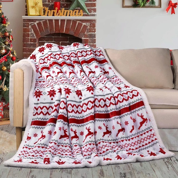 Christmas Cozy Warm Fleece Throw Blanket Sofa Blanket