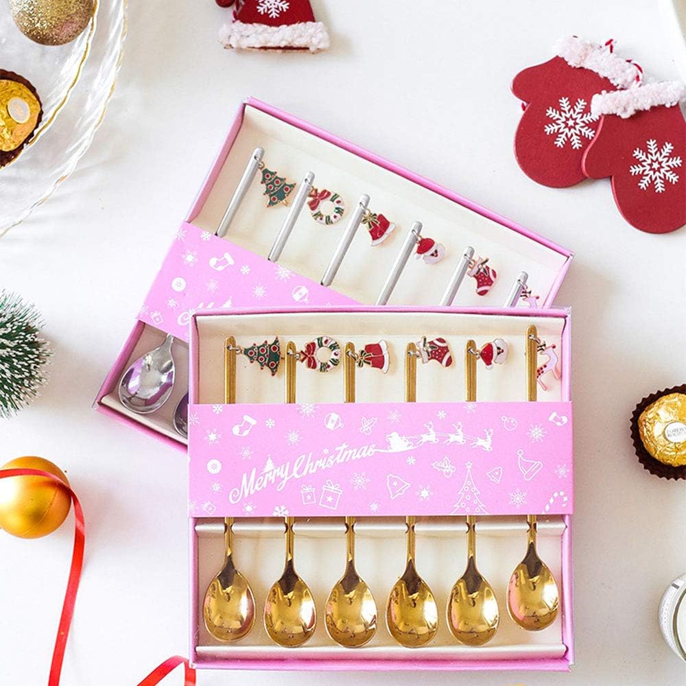 6pcs Stainless Steel Christmas Coffee Spoons Set