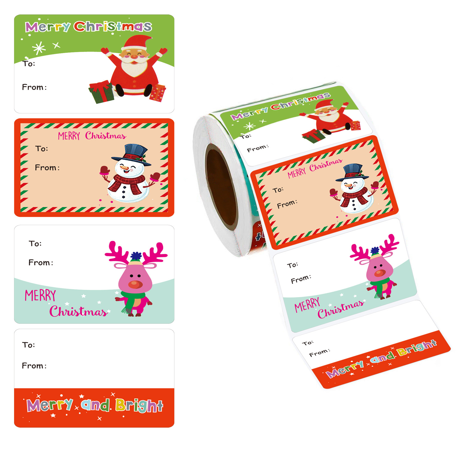Merry Christmas 500 Sheets/Roll Christmas Stickers for Gift Wrapping, Cards, Sealing Labels & Handwritten Notes
