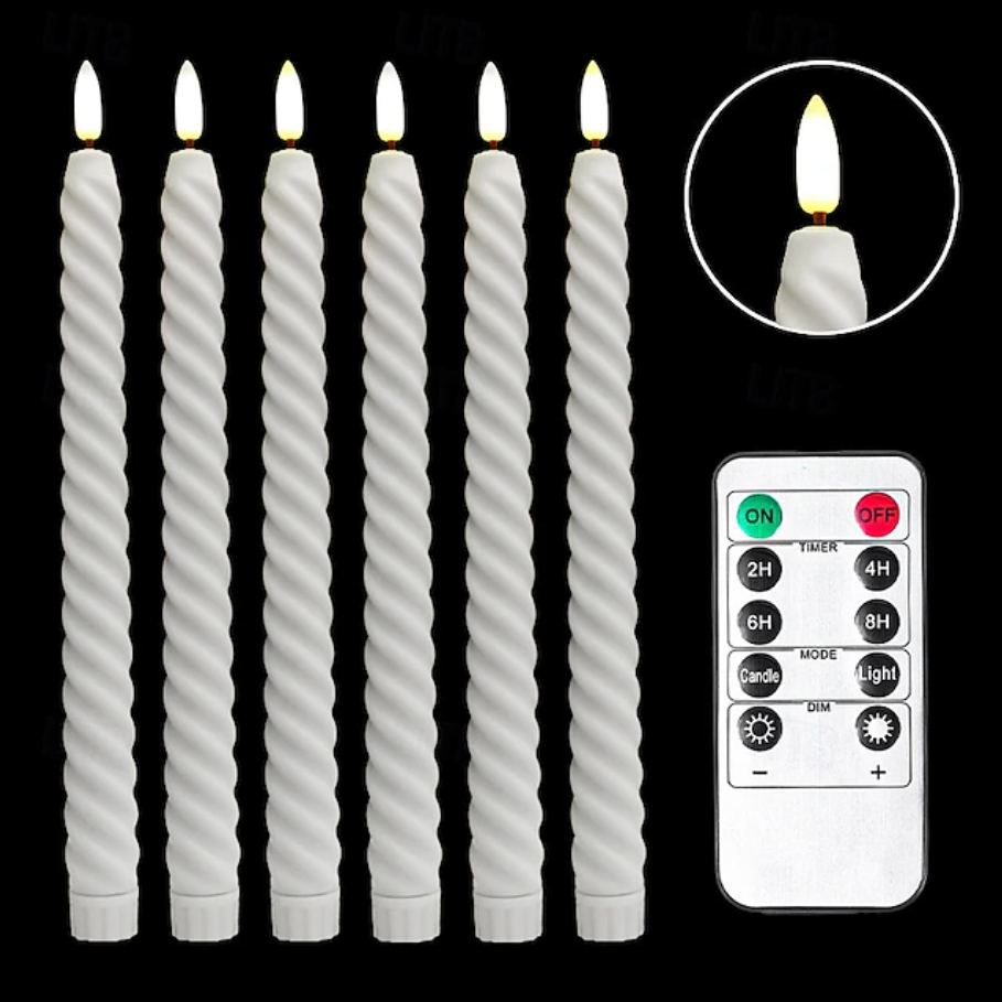 6Pcs Christmas Halloween Electronic Decorative Candle with Remote Control