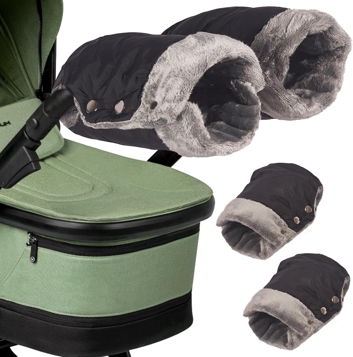 Pushchair/Stroller/Pram Hand Muff, Waterproof Hand Gloves Warmer Mittens with Extra Thick Fleece for Parents and Caregivers