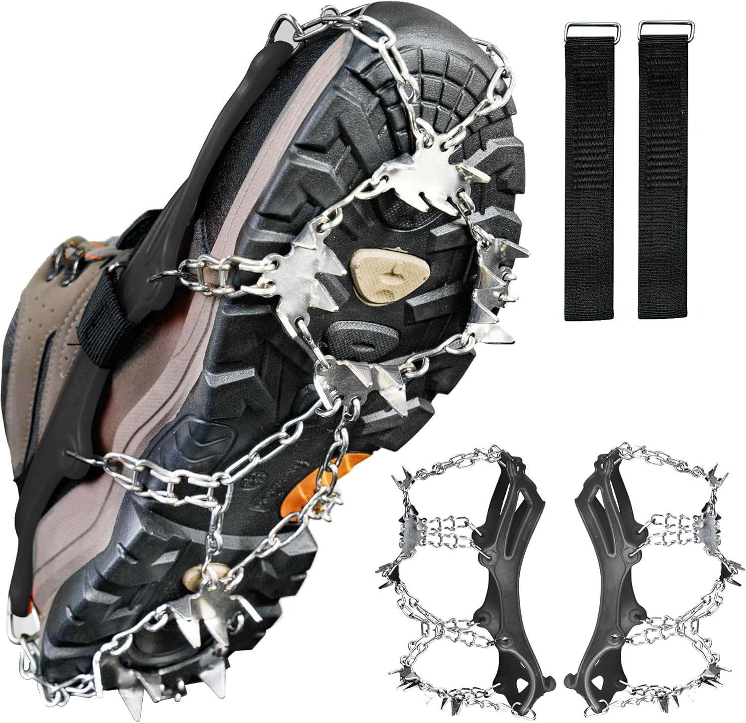 Shoes Crampons with 24 Anti-slip Spikes For for Hiking Climbing Snow Ice Activities