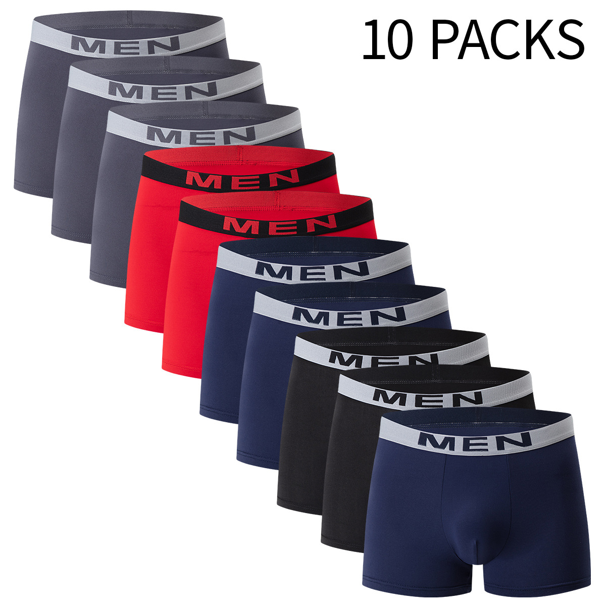 10 Packs Men's Solid Color Casual Breathable Underwear