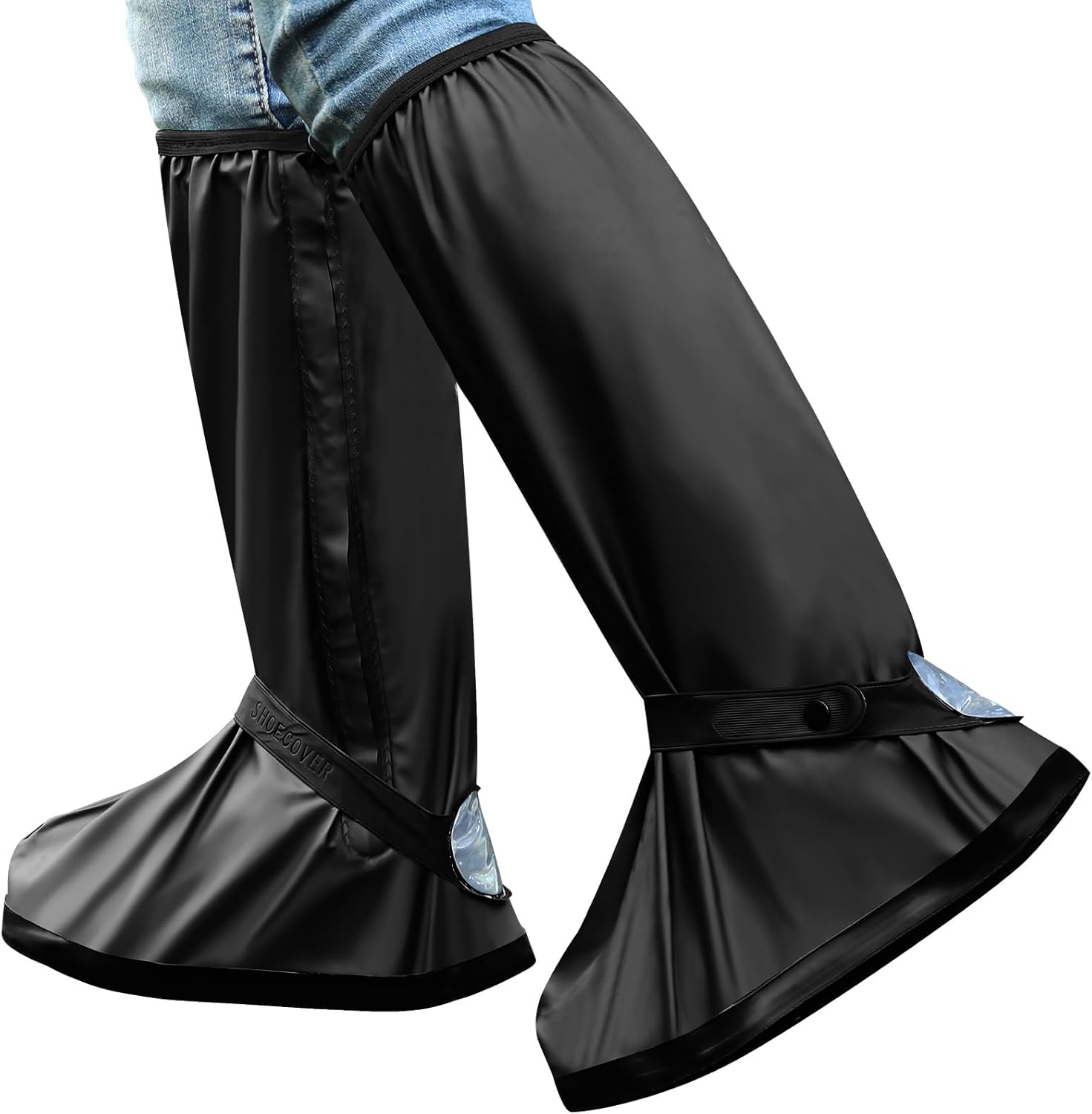 Waterproof Shoe Covers, Reusable Shoe Covers with Zipper Reflector Rain Gear for Men and Women