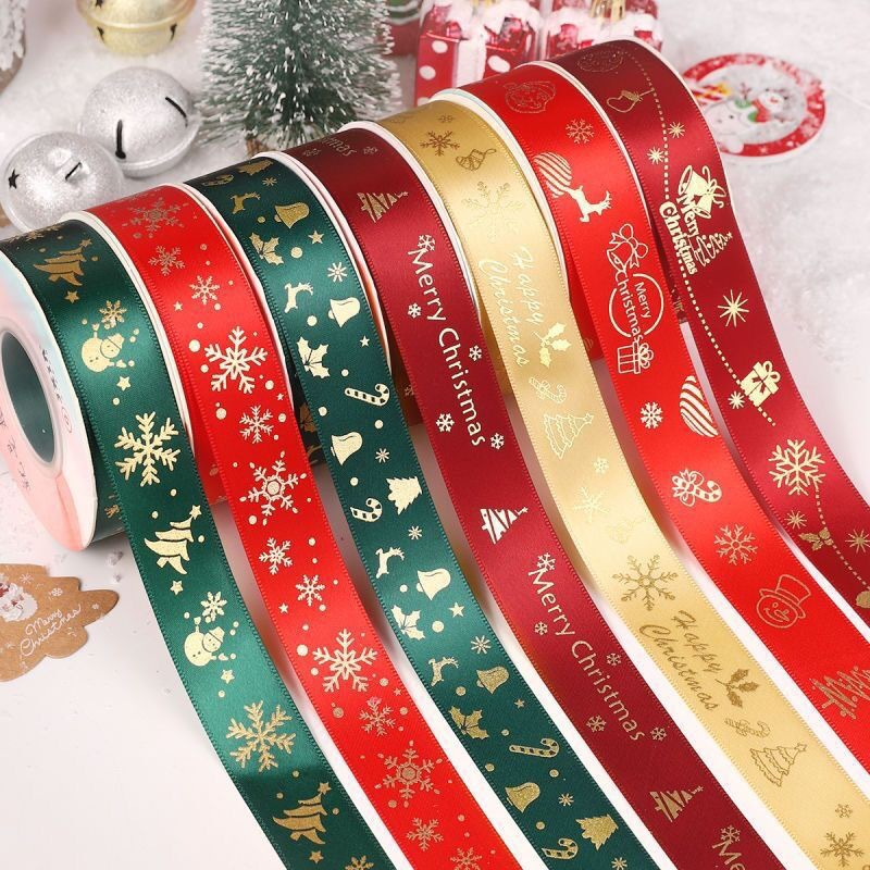 3 Colors of Christmas Ribbon Cake Bouquet Decoration Ribbon, Christmas Gift Box Packaging Red Ribbon Bow