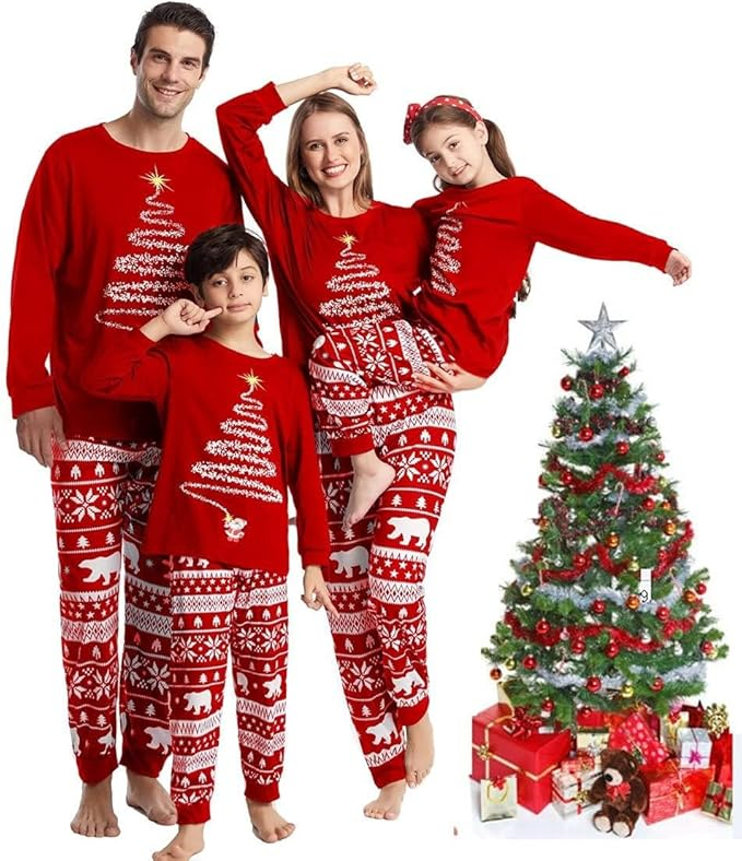 Family Matching Christmas Elf Pajamas Sets 