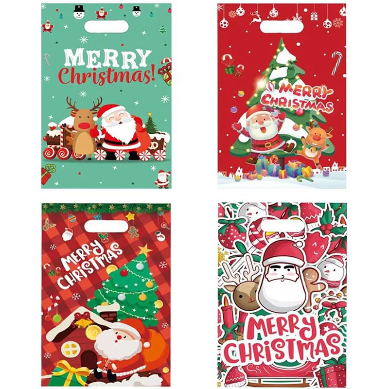 50-Pack Shiny Bead Gift Bags, Reusable Decorative Plastic Shopping Bags for Christmas, Wedding, Birthday, Business Events - Ideal Party Favor and Gift Wrapping Bags