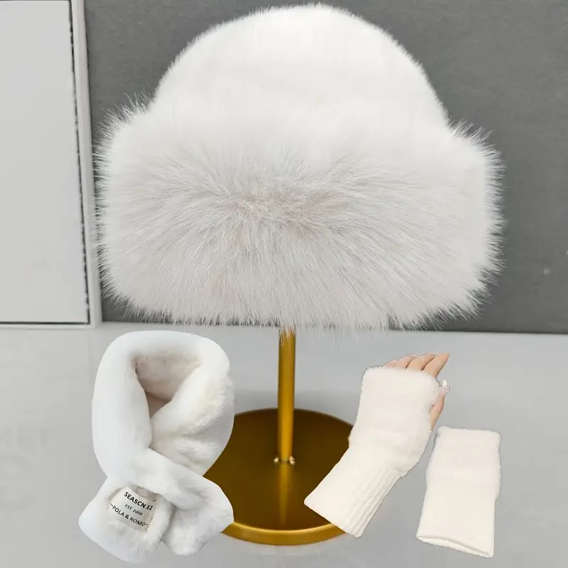 3pcs Winter Warm Gloves Scarf and Hat Set