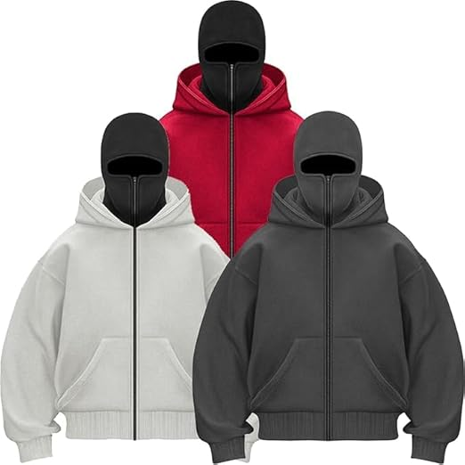 Men's Autumn Balaclava Double Layer Hooded Sweatshirt