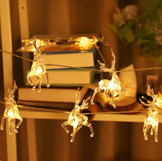 1.5m 10 LED Christmas Reindeer String Lights