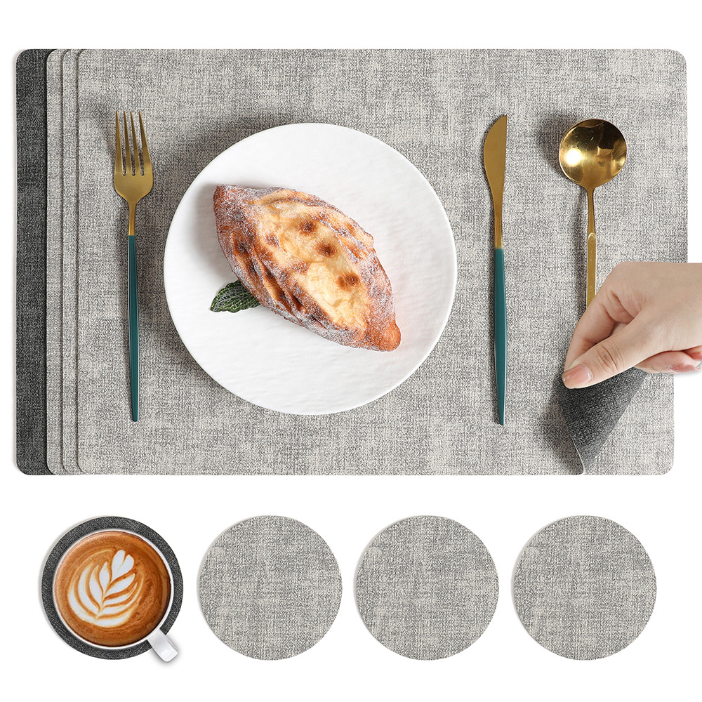 Set of 4Pcs Placemats with Coasters Heat Stain Non-Slip Washable Dining Table Place Mats