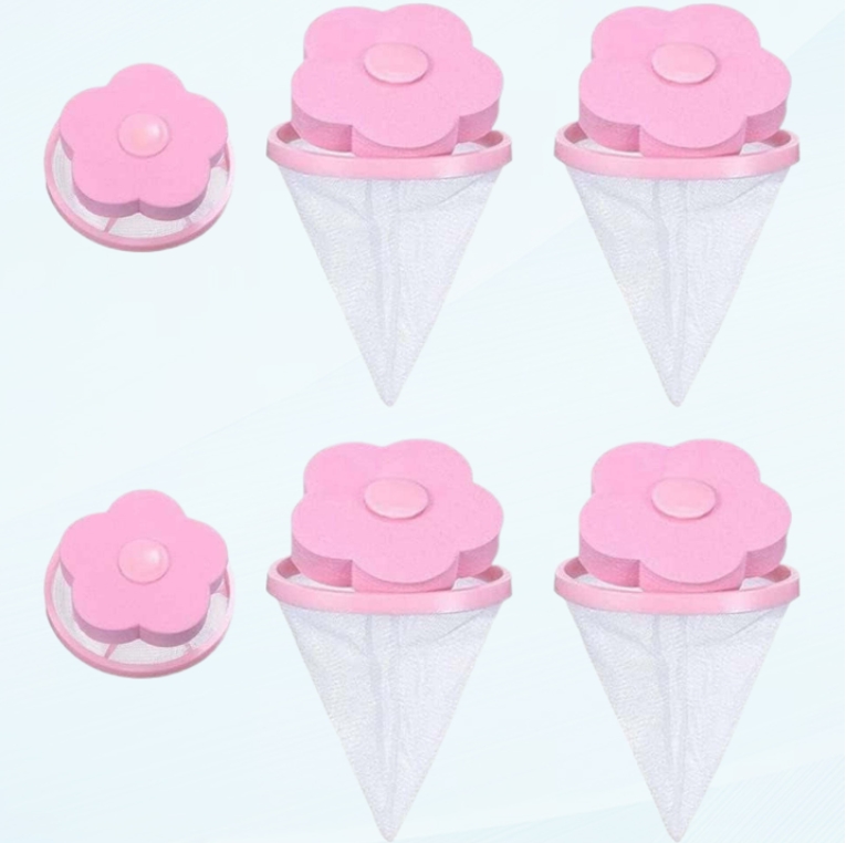 4/8 Pieces Lint Catcher for Washing Machine Lint Trap Floating Hair Fur Catcher Laundry Reusable Hair Filter Lint Mesh Bag