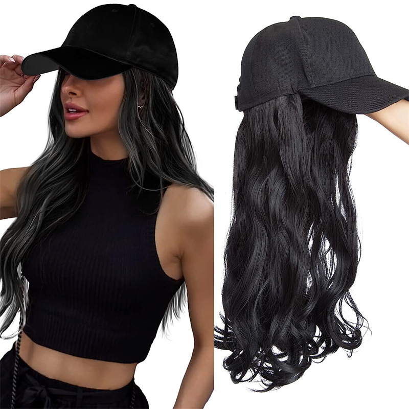 4 Colors Curly Long Wig Baseball Cap