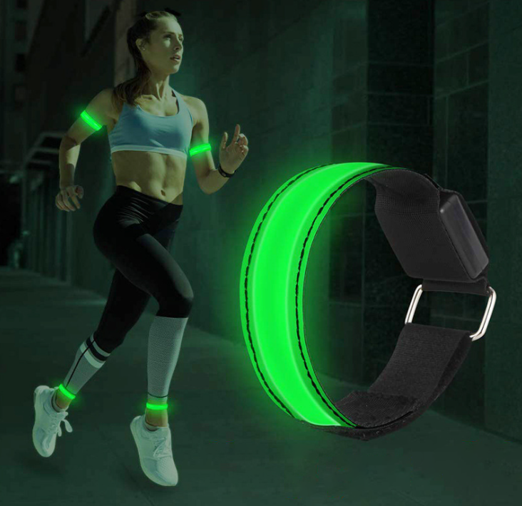 2 Pcs Adjustable LED Luminous Sports Bracelet Wrist Strap