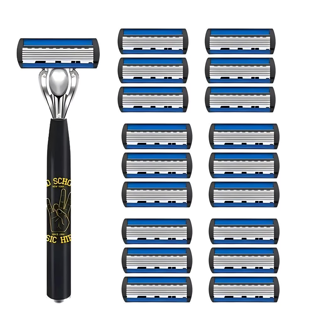 Men's 6-layers Blades Razors Beard Shaver with 18 Refills