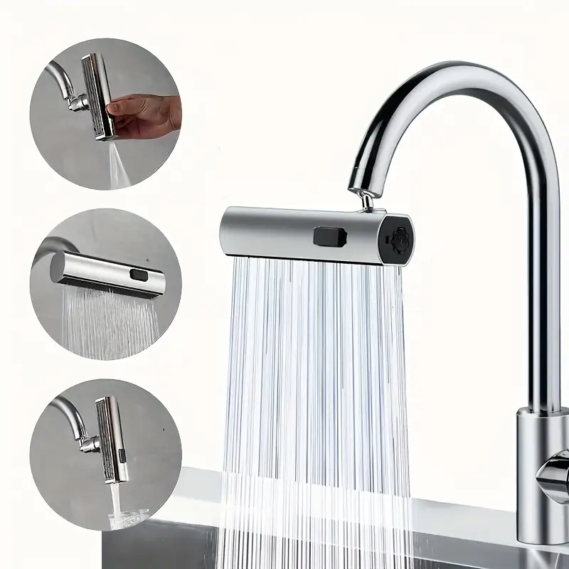 3-Spray Mode Rotatable Waterfall Kitchen Faucet Head