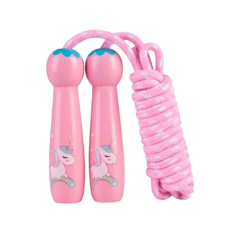 Children's Skipping Rope with Cartoon Wooden Handle, Adjustable Children's Skipping Rope