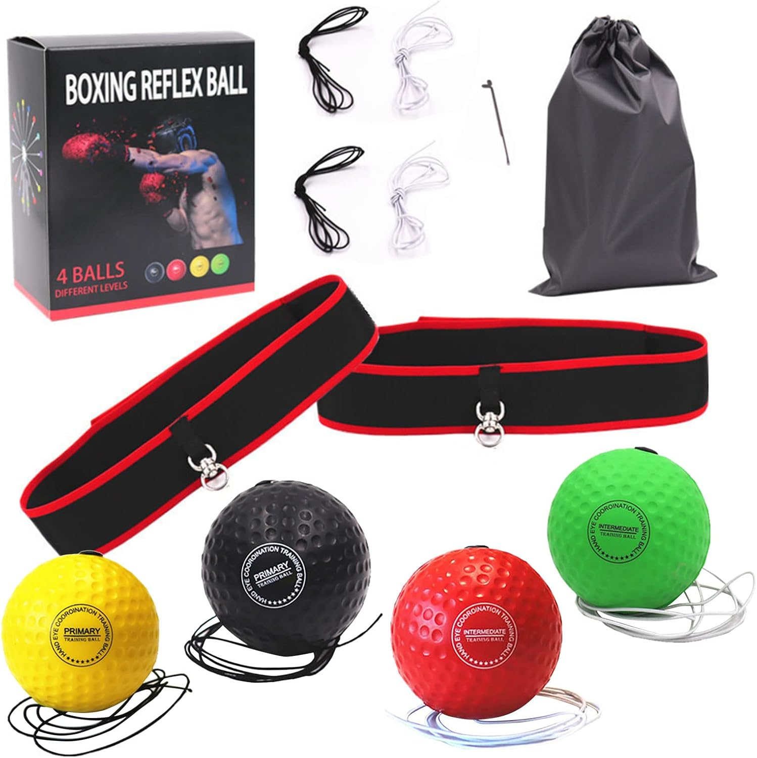 Boxing Reflex Punching Balls Set with Adjustable Headbands