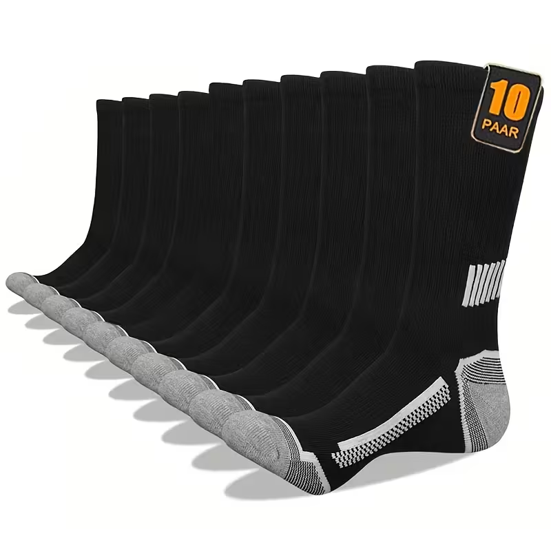 10 Pairs of Men's Long Tube Warm Sports Socks EU 37-44