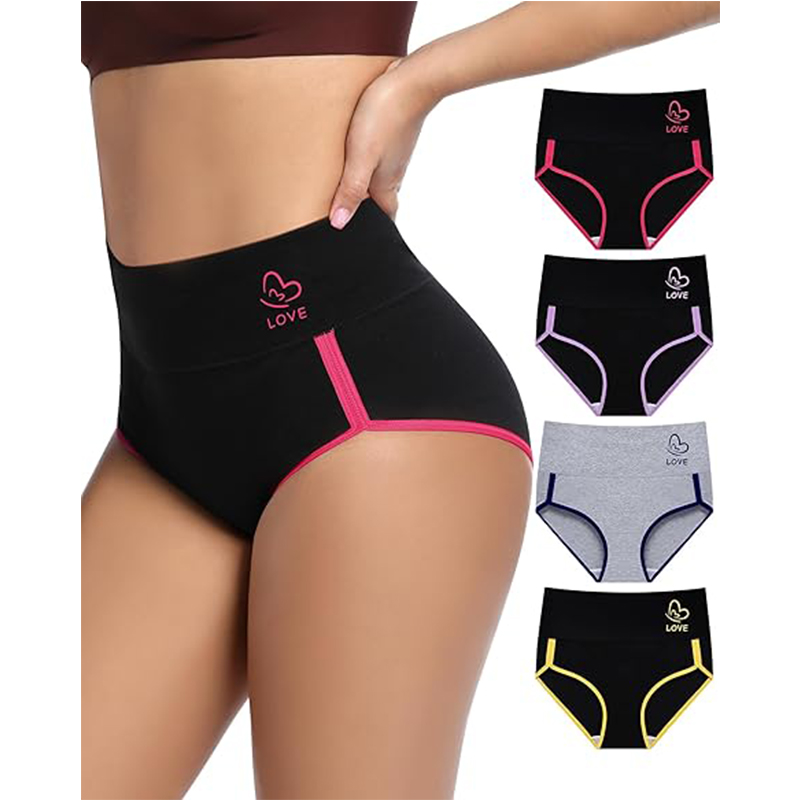 Women's Underwear 4 Pack Cotton Mid Waisted Top Ladies Panties