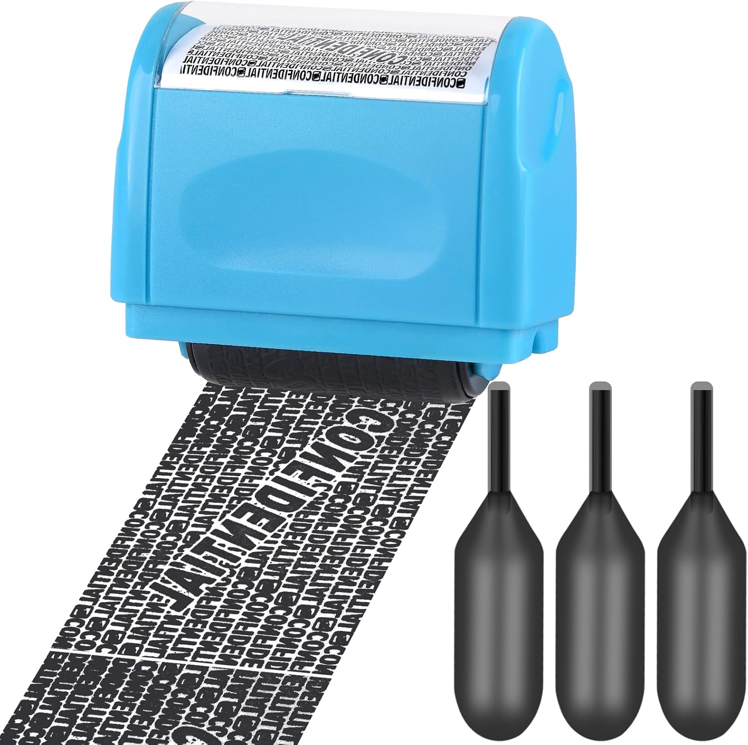 Wide Data Protection Roller Stamp with 3 Ink Refills