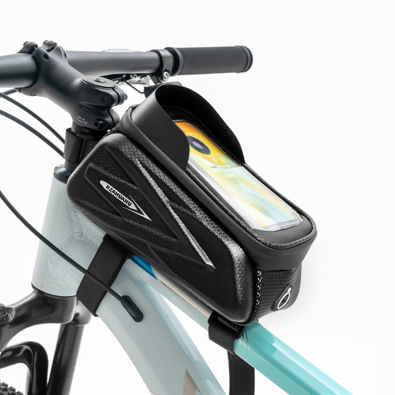Waterproof Bike Front Frame Bag with Touchscreen Phone Holder & Rain Cover