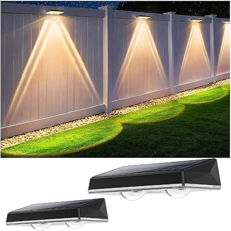 2-Pack Outdoor Solar Garden Fence Step Lights, 3 White Or 2 RGB Modes